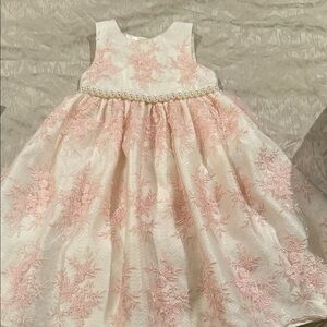 Elegant Pink and Cream Kids Dress Size 5